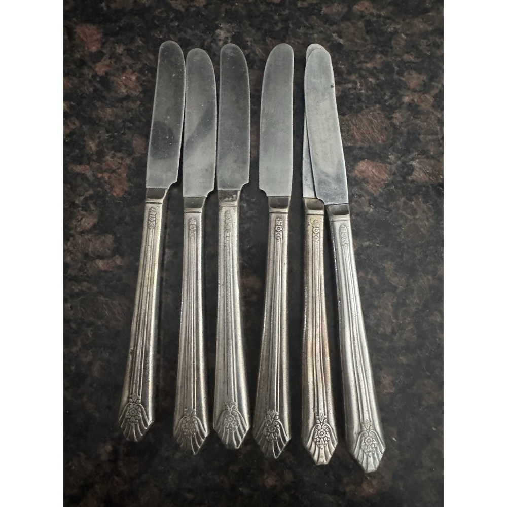 VTG WM Rogers MFG CO Silverplate Dinner Forks Marigold Silver Mist 6 Pc Flatware
